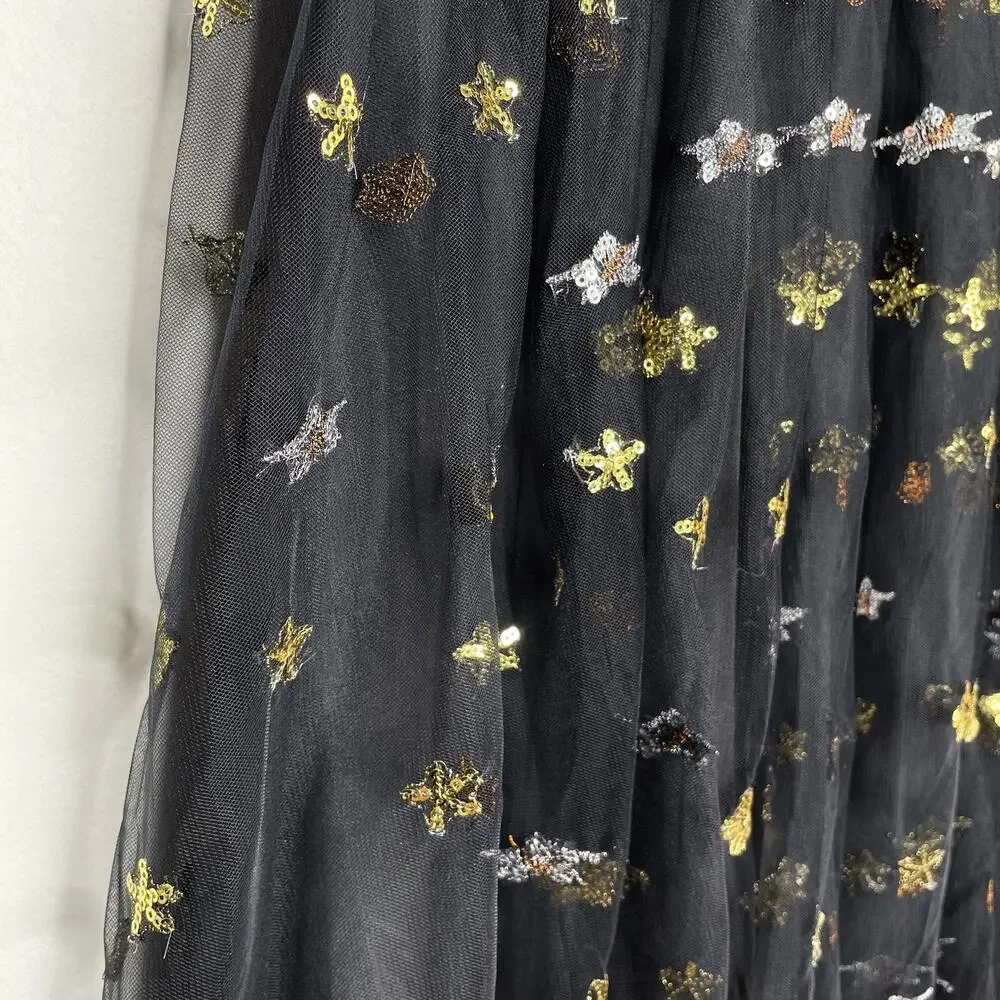 Cupcakes and Cashmere Scarlet Sequin Celestial Star Layered Tulle Midi Skirt XS